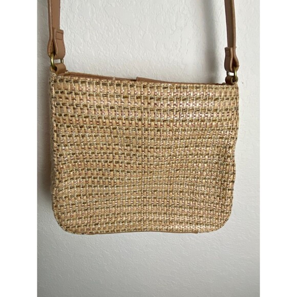 Fossil 1954 Womens Straw-Effect Crossbody Bag Brown Magnetic Handcrafted - 75032 - Picture 2 of 7